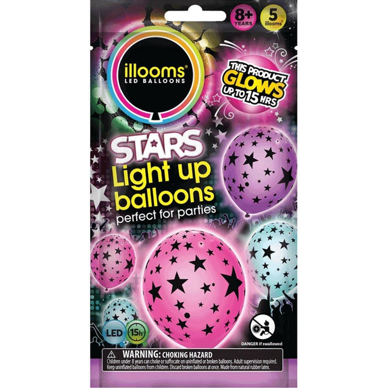 Stars Light Up Balloons - 5 Pack - SpectrumStore SG