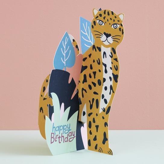 Treasures: 3D fold-out Happy Birthday Card - Leopard - SpectrumStore SG