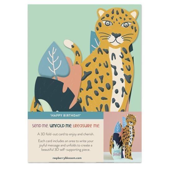 Treasures: 3D fold-out Happy Birthday Card - Leopard - SpectrumStore SG