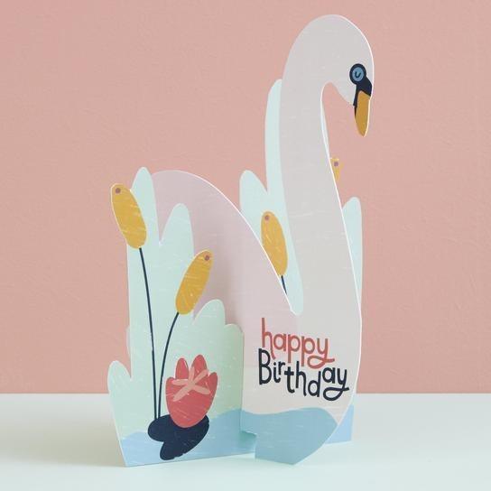 Treasures: 3D fold-out Happy Birthday Card - Swan - SpectrumStore SG