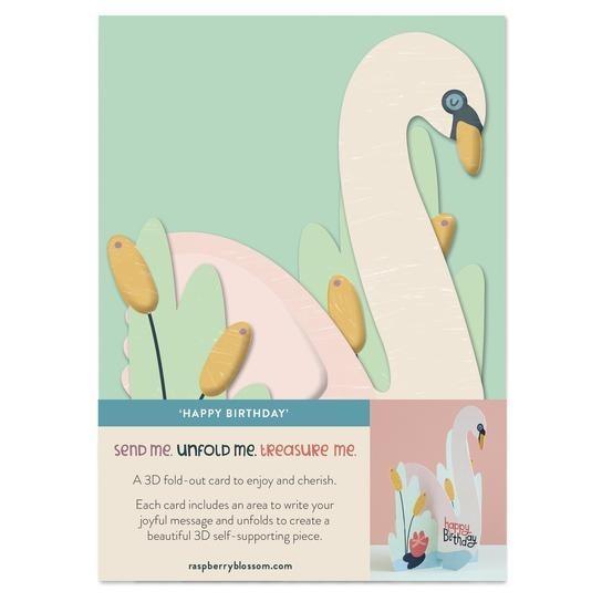 Treasures: 3D fold-out Happy Birthday Card - Swan - SpectrumStore SG