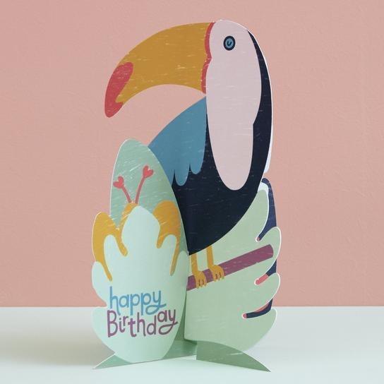 Treasures: 3D fold-out Happy Birthday Card - Toucan - SpectrumStore SG
