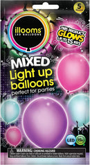 Turquoise, Pink & Purple Light Up Balloons - 5 Pack - SpectrumStore SG