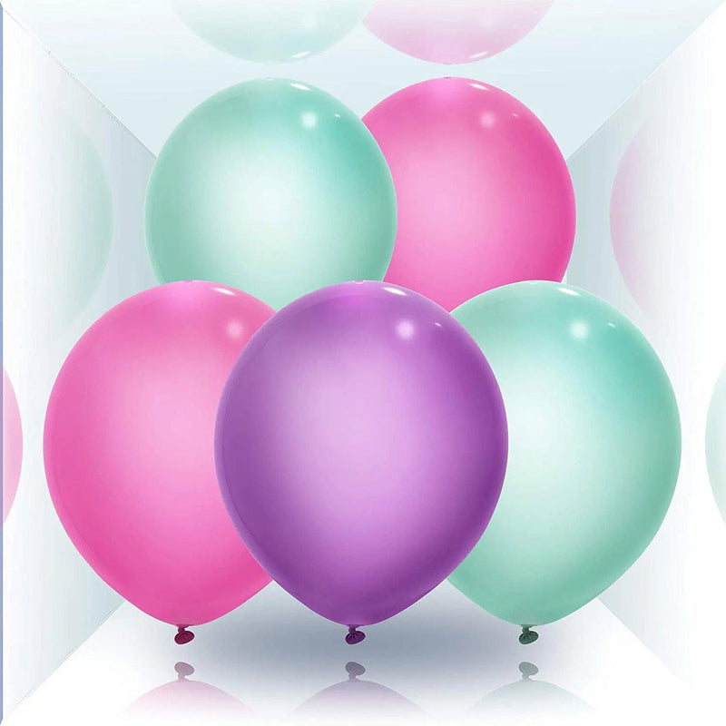 Turquoise, Pink & Purple Light Up Balloons - 5 Pack - SpectrumStore SG
