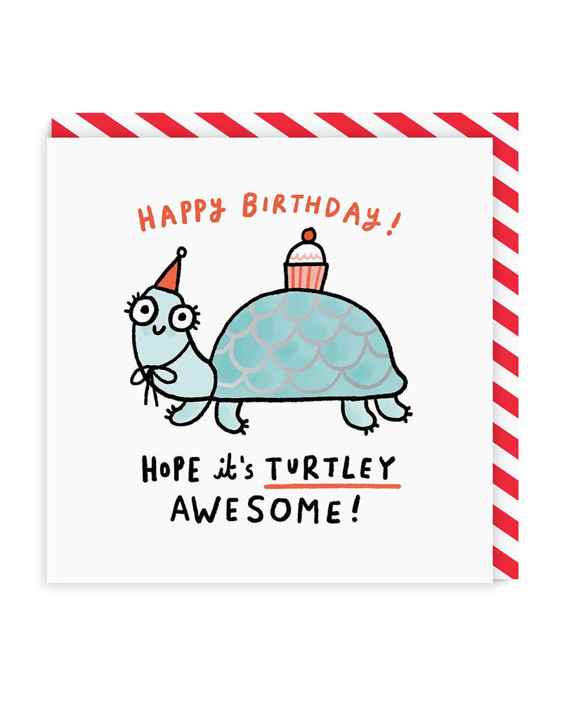 Turtley Awesome Birthday Square Greeting Card - SpectrumStore SG