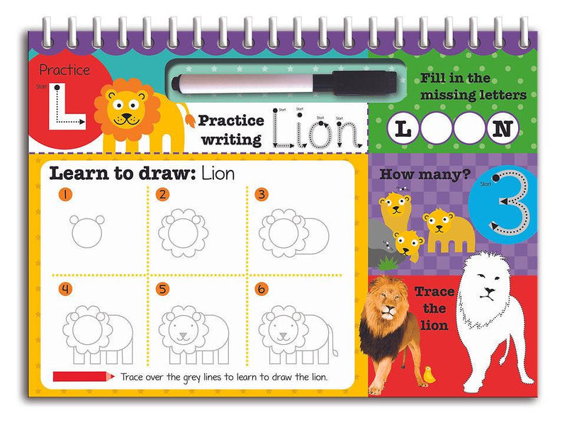 Wipe Clean Easel Book With Pen - Animals - SpectrumStore SG