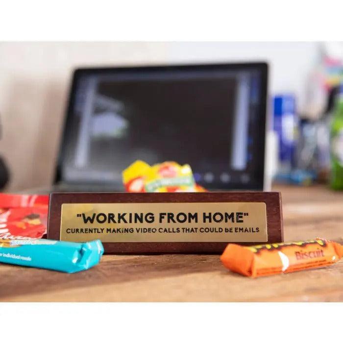 Wooden Desk Sign - Working From Home - SpectrumStore SG