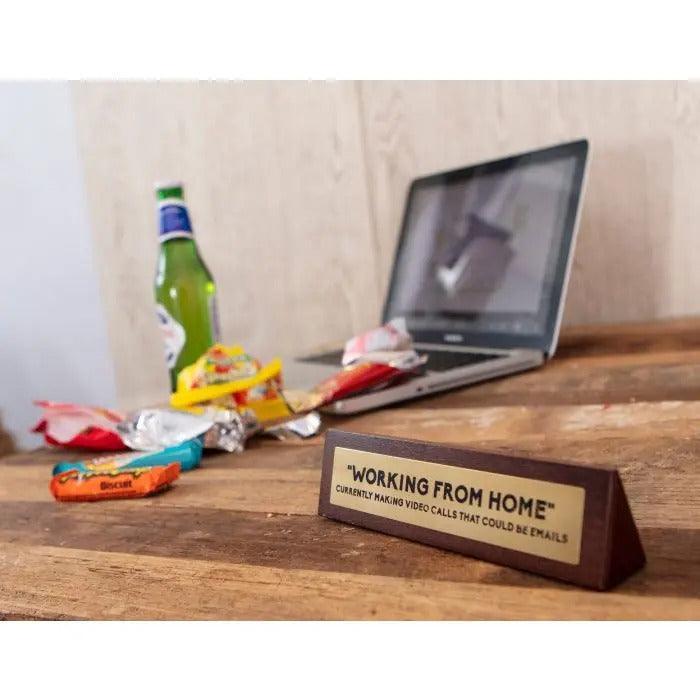 Wooden Desk Sign - Working From Home - SpectrumStore SG