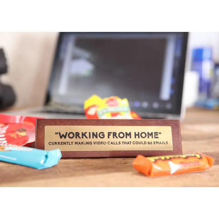 Wooden Desk Sign - Working From Home - SpectrumStore SG