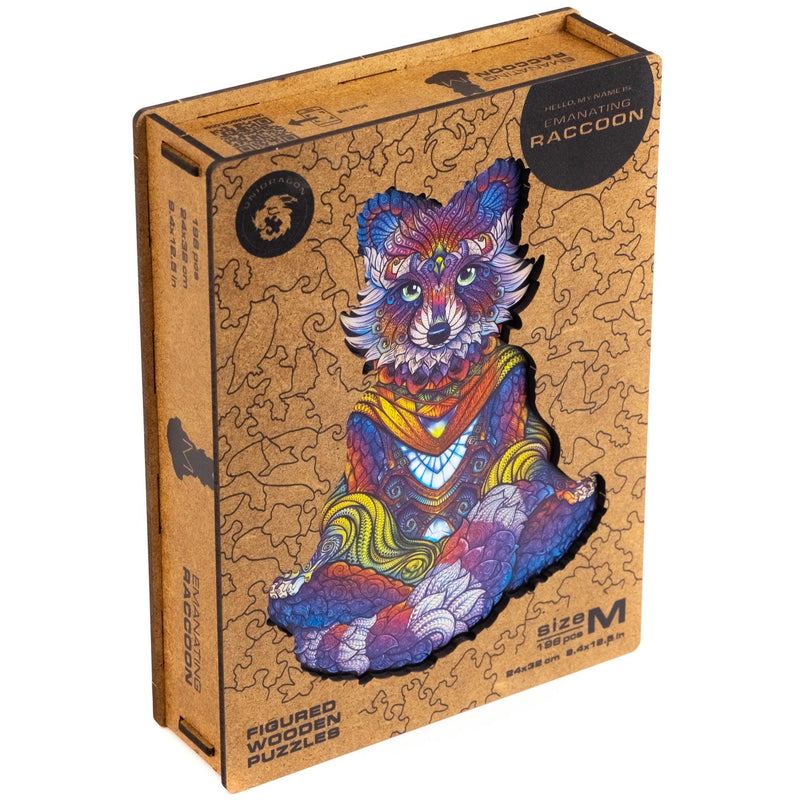 Wooden Puzzle: Emanating Raccoon (Small/Medium) - SpectrumStore SG