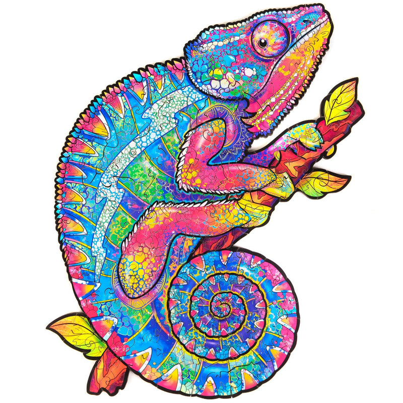 Wooden Puzzle: Iridescent Chameleon (Small/Medium) - SpectrumStore SG