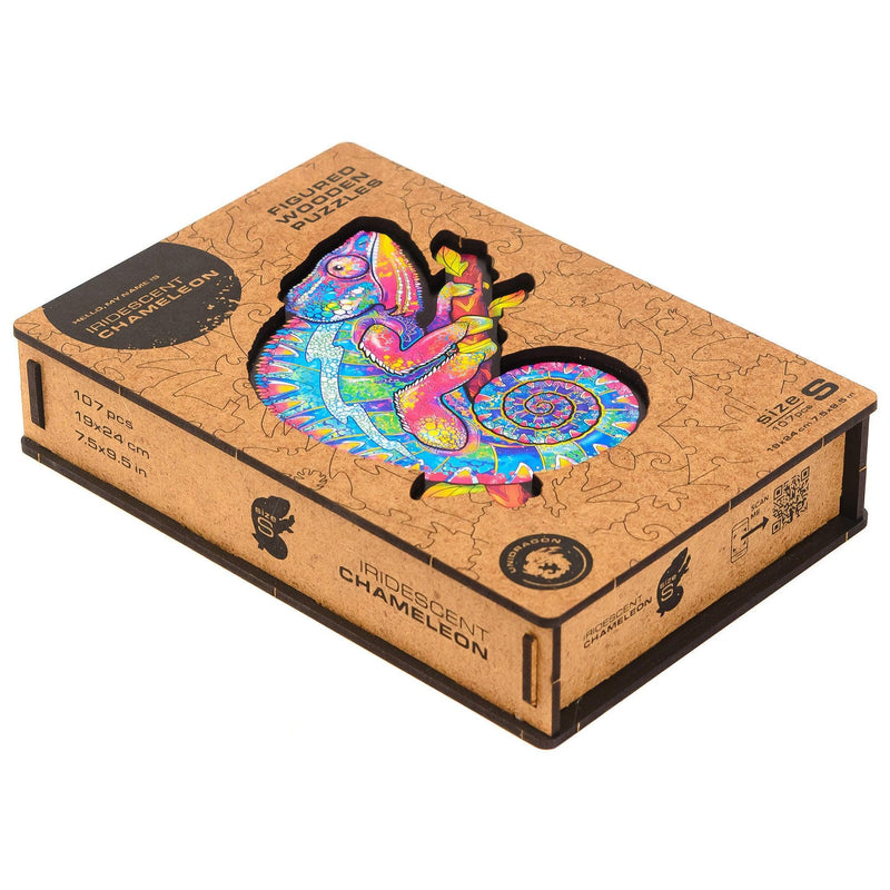 Wooden Puzzle: Iridescent Chameleon (Small/Medium) - SpectrumStore SG