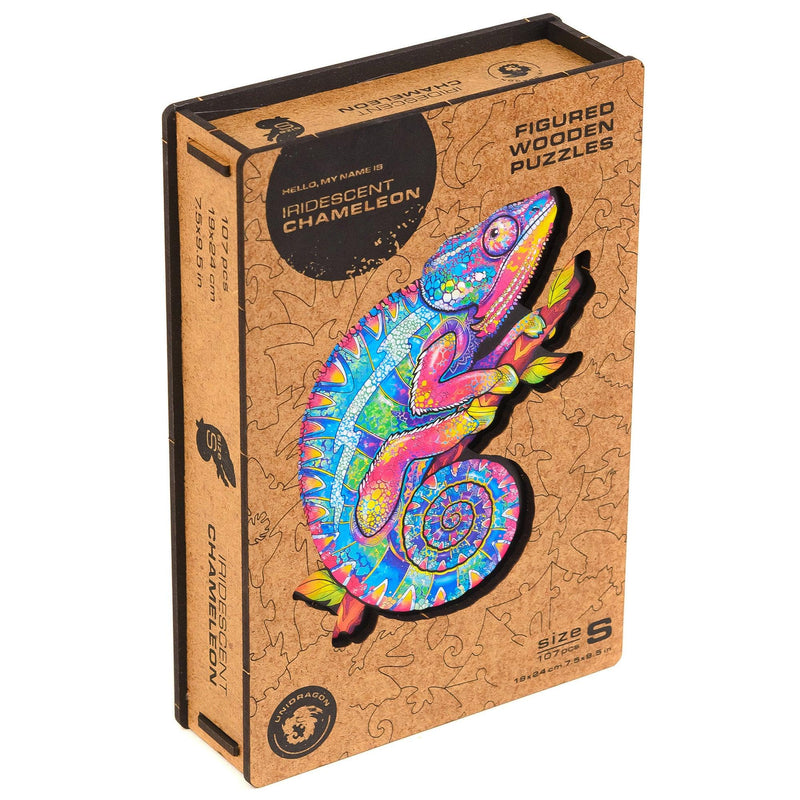 Wooden Puzzle: Iridescent Chameleon (Small/Medium) - SpectrumStore SG