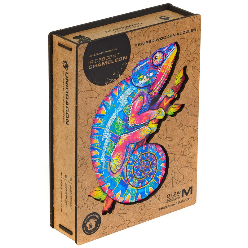 Wooden Puzzle: Iridescent Chameleon (Small/Medium) - SpectrumStore SG