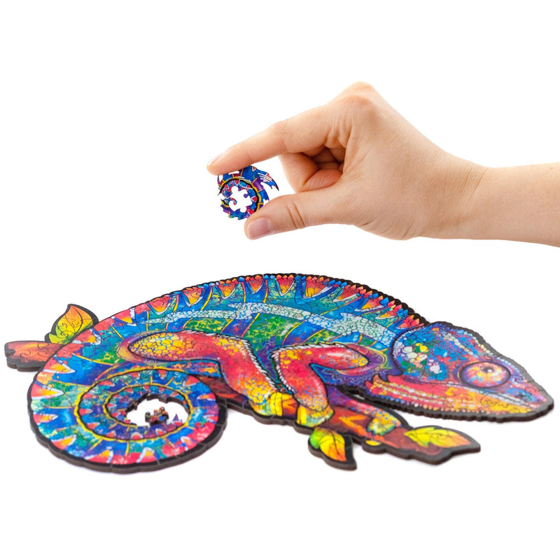 Wooden Puzzle: Iridescent Chameleon (Small/Medium) - SpectrumStore SG