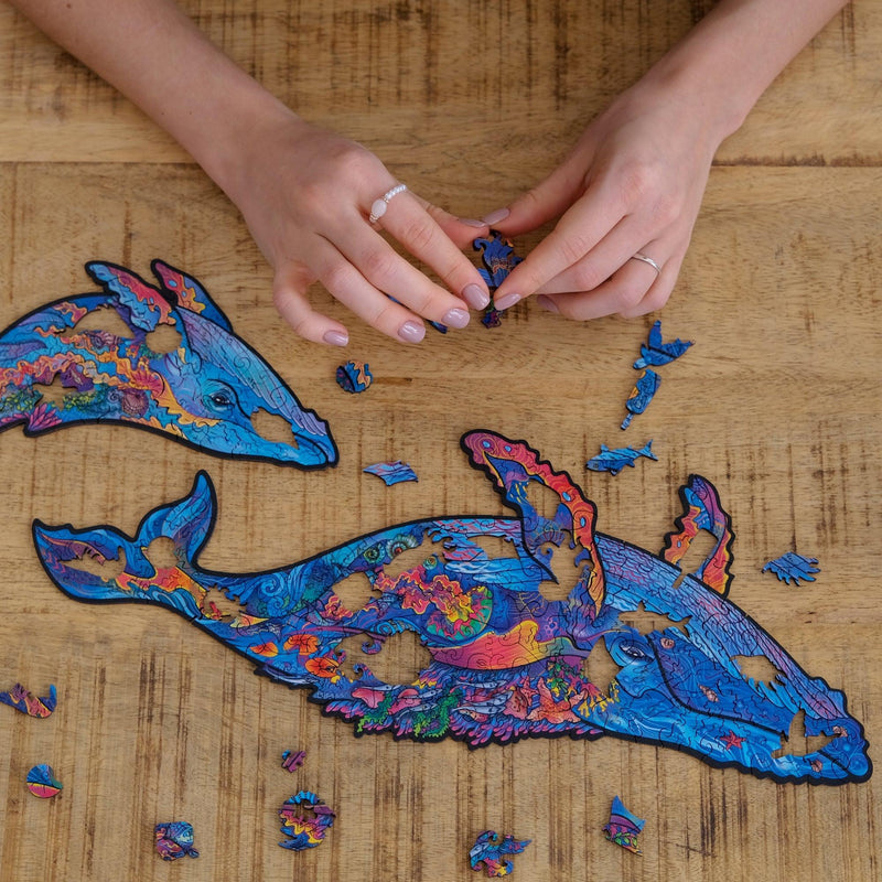 Wooden Puzzle: Milky Whales (Small/Medium) - SpectrumStore SG