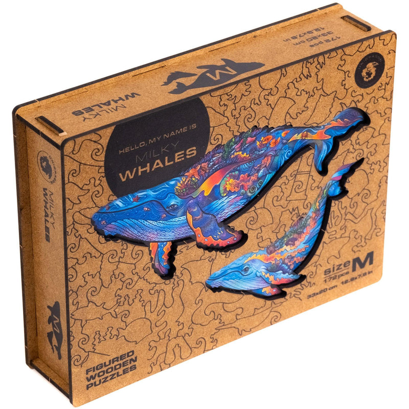 Wooden Puzzle: Milky Whales (Small/Medium) - SpectrumStore SG