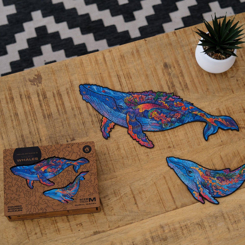 Wooden Puzzle: Milky Whales (Small/Medium) - SpectrumStore SG