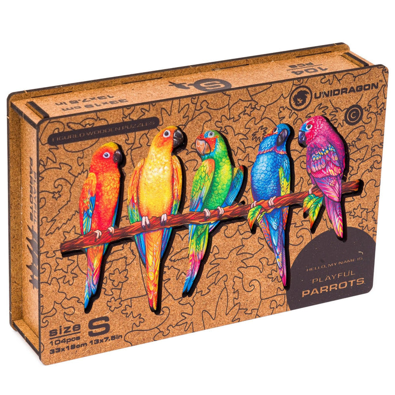 Wooden Puzzle: Playful Parrots (Small/Medium) - SpectrumStore SG