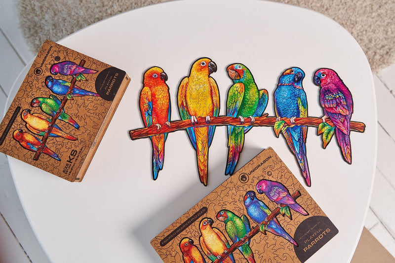 Wooden Puzzle: Playful Parrots (Small/Medium) - SpectrumStore SG