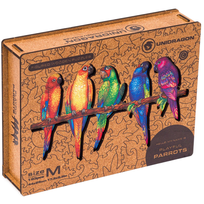 Wooden Puzzle: Playful Parrots (Small/Medium) - SpectrumStore SG