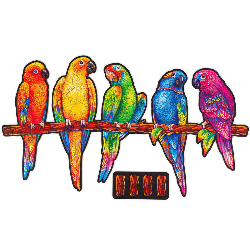 Wooden Puzzle: Playful Parrots (Small/Medium) - SpectrumStore SG