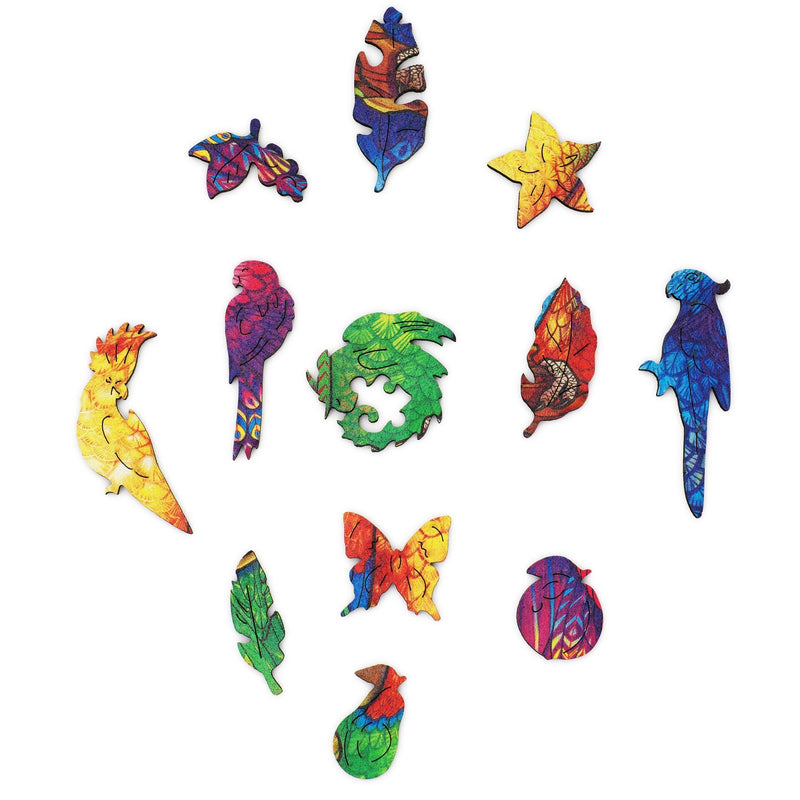 Wooden Puzzle: Playful Parrots (Small/Medium) - SpectrumStore SG