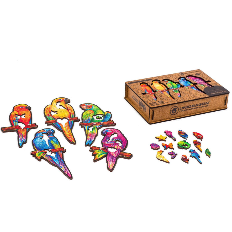 Wooden Puzzle: Playful Parrots (Small/Medium) - SpectrumStore SG