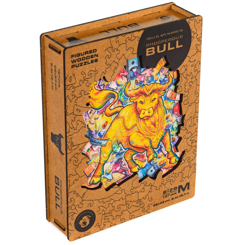 Wooden Puzzle: Prosperous Bull (Small/Medium) - SpectrumStore SG