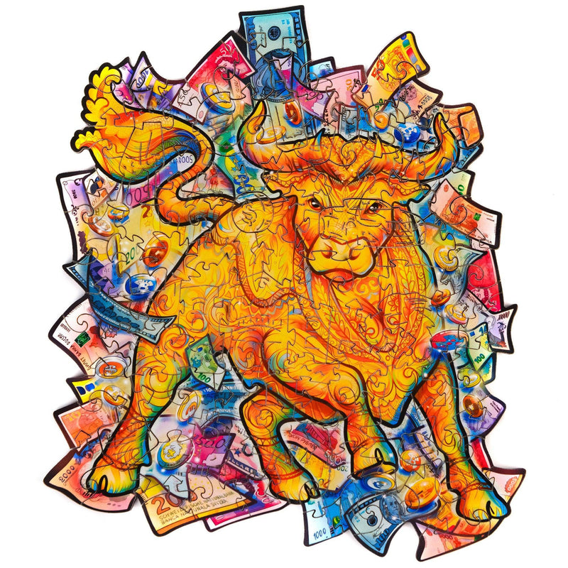 Wooden Puzzle: Prosperous Bull (Small/Medium) - SpectrumStore SG