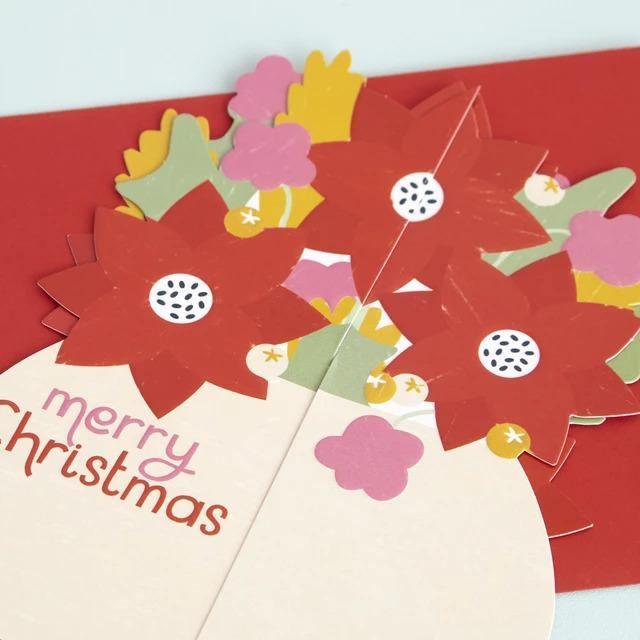 Xmas: Poinsettia 3D Fold-out Card - SpectrumStore SG