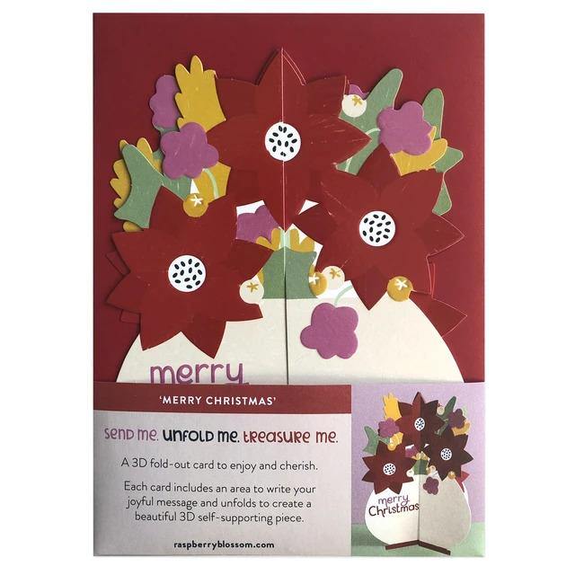 Xmas: Poinsettia 3D Fold-out Card - SpectrumStore SG