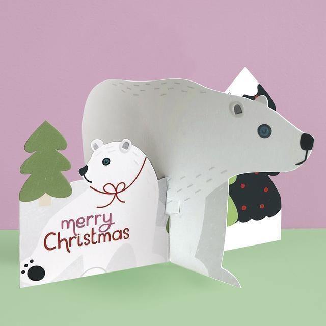 Xmas: Polar Bear 3D Fold-out Card - SpectrumStore SG